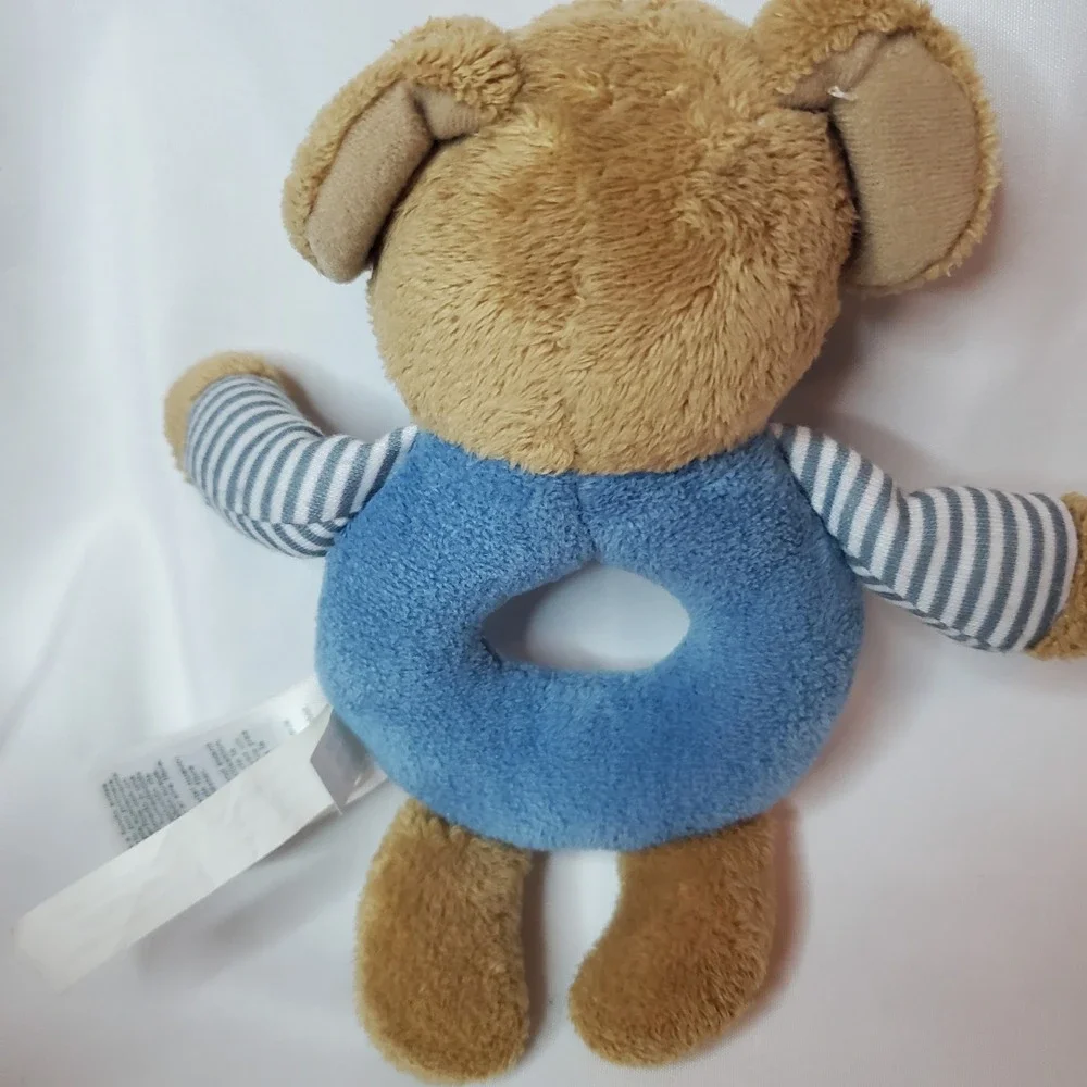 Carter's Puppy‎ dog Ring Rattle, Plush Toy for Babies Blue Brown Stuffed Animal